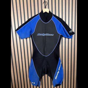 Body Glove Wetsuit Medium Mens Black & Blue Neoprene 2.1mm Jammer Shortie